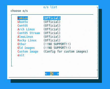 Example of the images menu