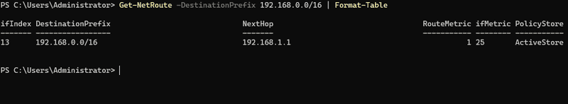 Route table in Windows